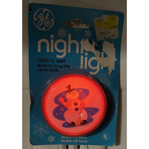 Vtg Frosty Snowman Night Light 1977 Christmas General Electric Plug In Works NEW - Picture 3 of 5